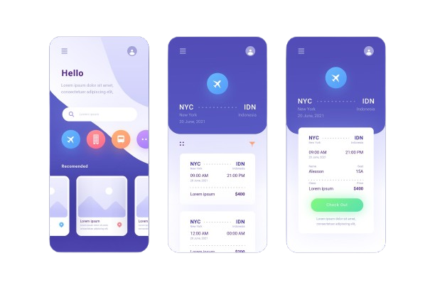 Mobile app development illustration - iOS and Android app screens